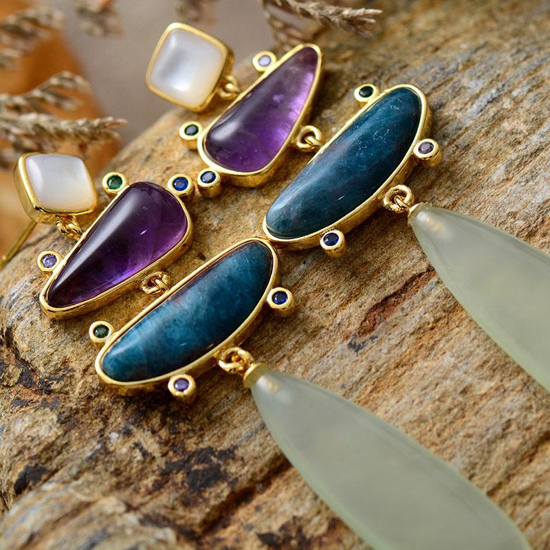 High-quality New Natural Stone, European, American and French Old Money Feng Shui Drop Earrings, Stud Earrings, Designer Popular Jewelry Earrings.