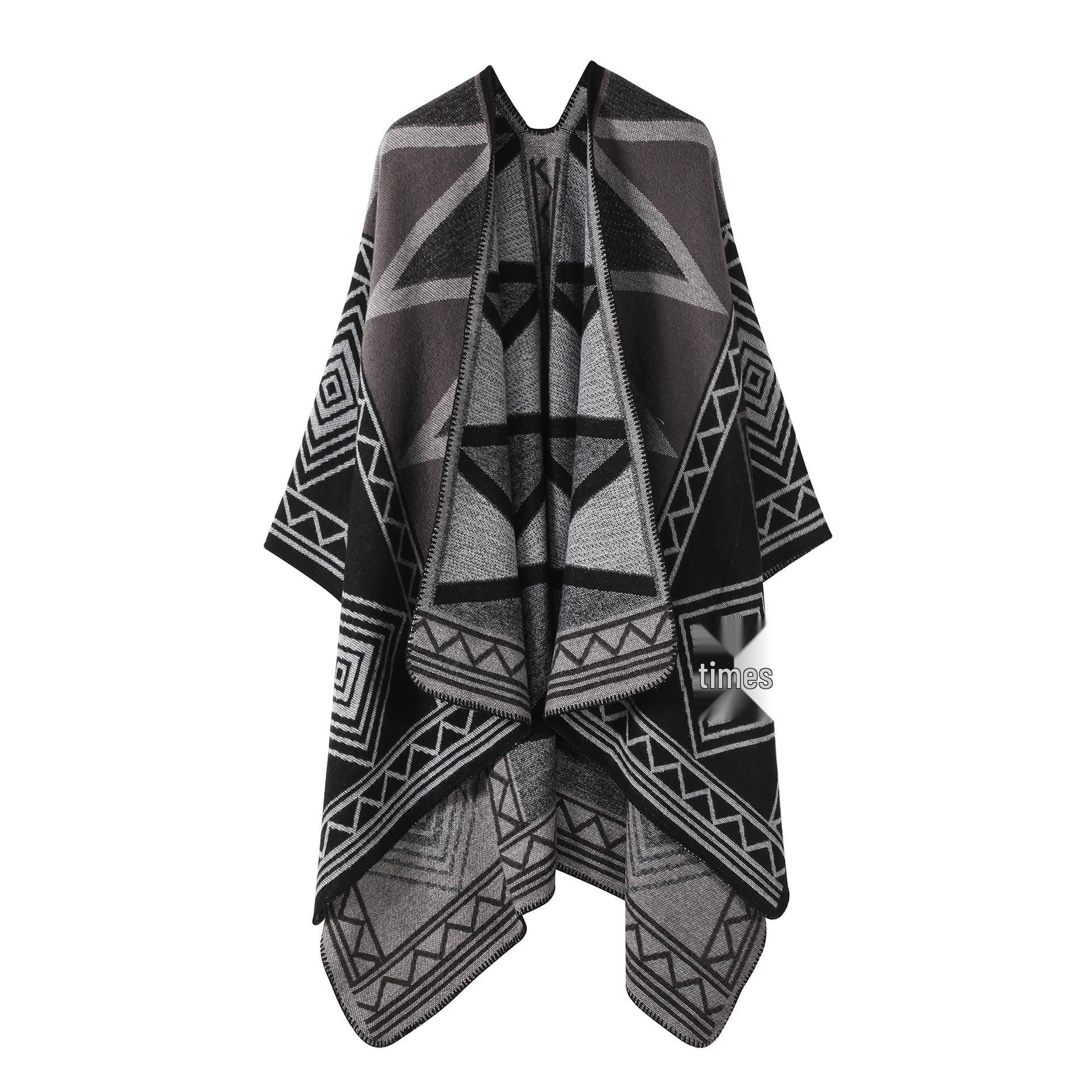 

Solid Color Striped Shawl Cardigan: Warm, Versatile Imitation Cashmere Scarf for Autumn and Winter 160x135 cm