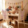 Removable Bunny Ear Slipcover Elastic Straps Chair Ribbons Easter Bow Ornaments  Restaurant Decor