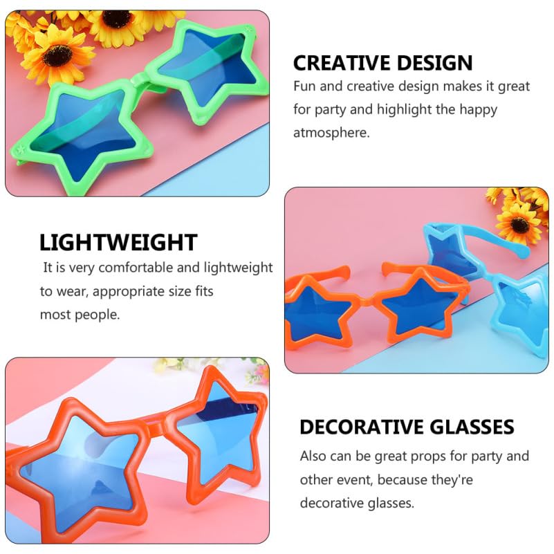 VICASKY Kids' Party Five-Pointed Star Glasses, Set of 6, Lightweight Blue Light Blocking Eyeglasses, Halloween Photo Props, Festival Events