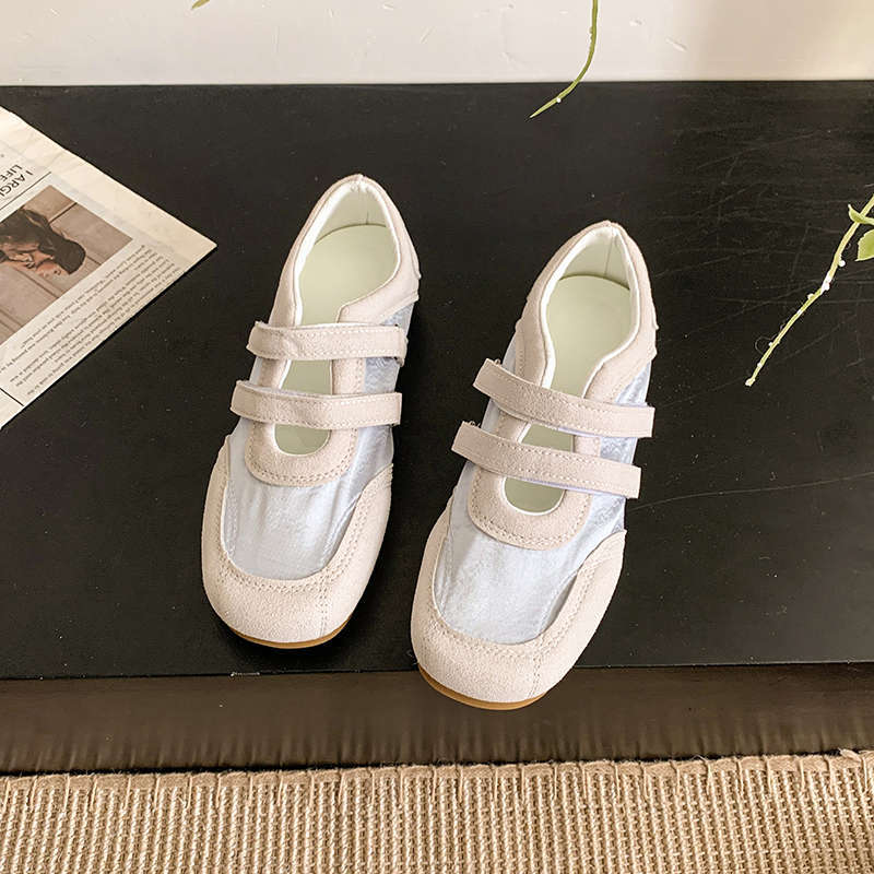 Retro word with moral training shoes women's spring and summer new niche design Velcro fashion versatile Mary Jane shoes