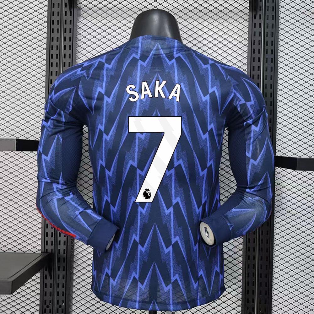 

Arsenal Away Long Sleeve Jersey 25/26: Saka, Odegaard, Rice Edition with Number Print S