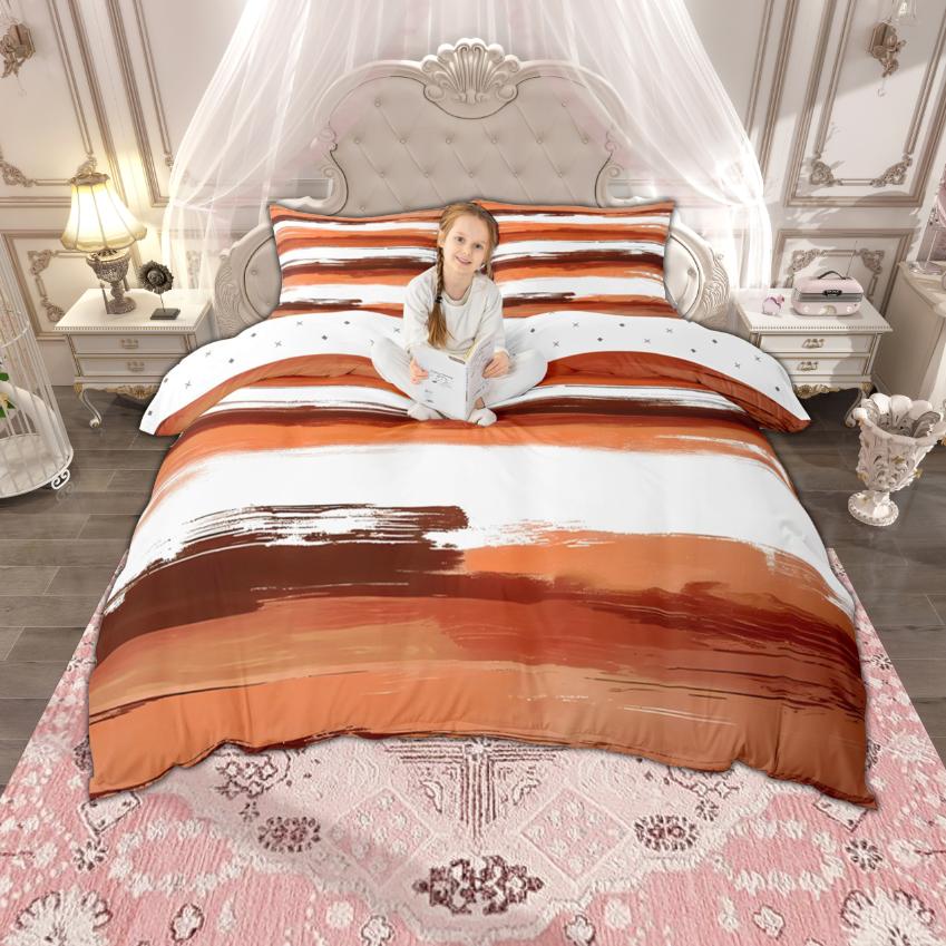 Homewish Colorful Ombre Duvet Cover Set 2Pcs/3Pcs Modern Oil Painting Bedding Gradient Stripe Quilt Cover Set