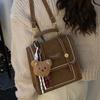 Retro Niche Design Backpack Fashion Portable Backpack British Daily Commuting Backpack Female Mini Schoolbag Girl PU Leather