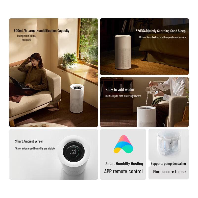 Umidificatore Evaporativo Intelligente Senza Nebbia Xiaomi 3-800 Spina CN (adattatore incluso)