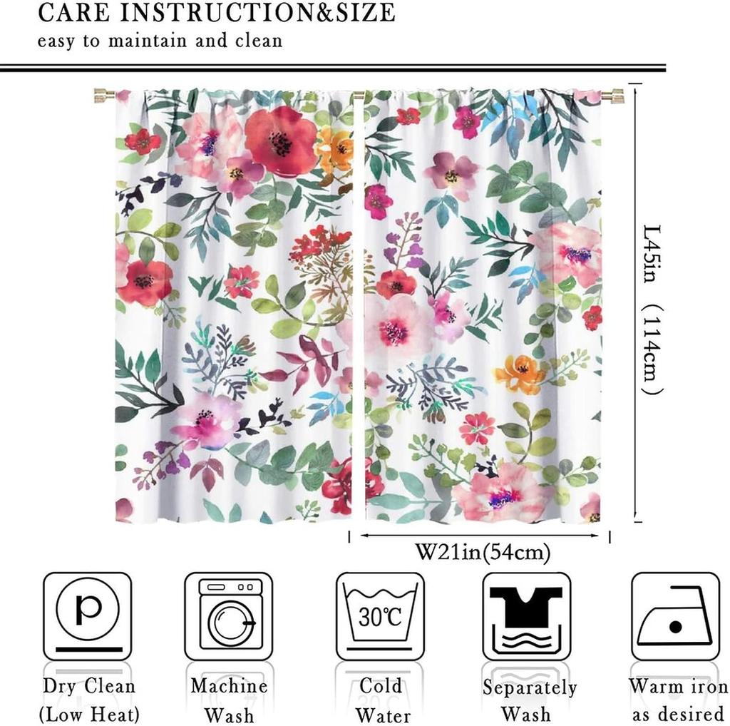 Floral Blackout Windows Curtains   Watercolor Floral Pink Floral Curtain Decoration Pink Curtains   for Home Living Room Bedroom D