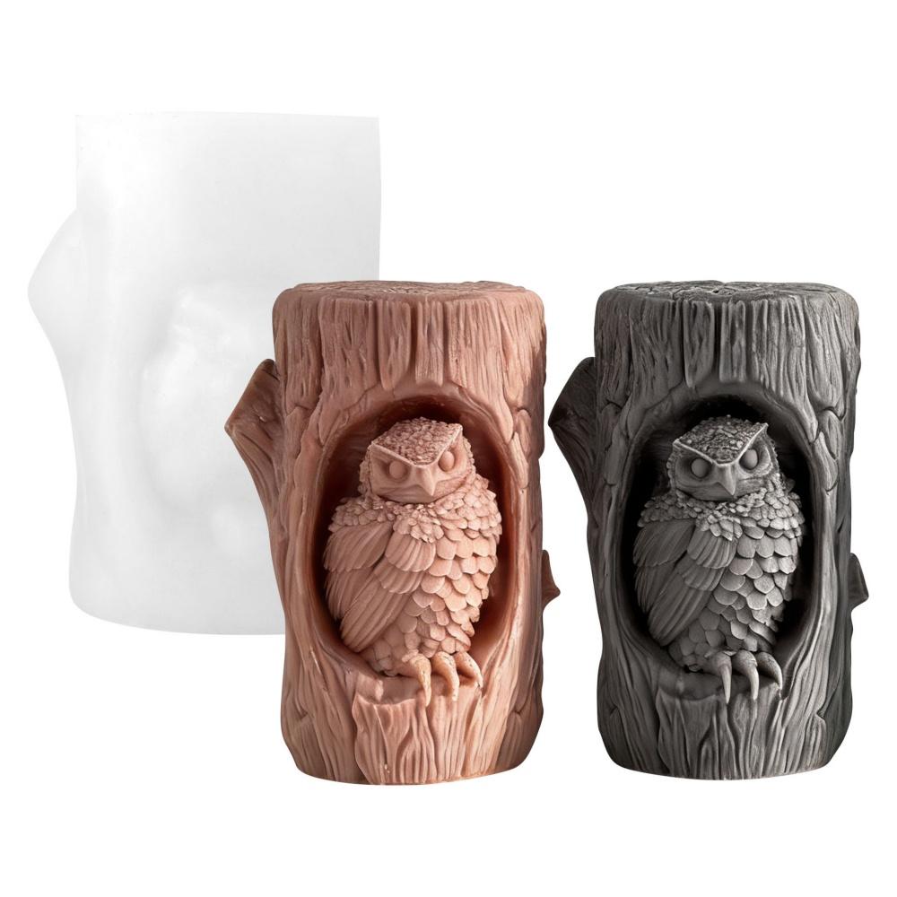 Diy Resin Mould Realistic Aroma Candle Holder Mold Tree Stump Owl Mold High-Quality Plaster Crafts Mold For Home Decoration