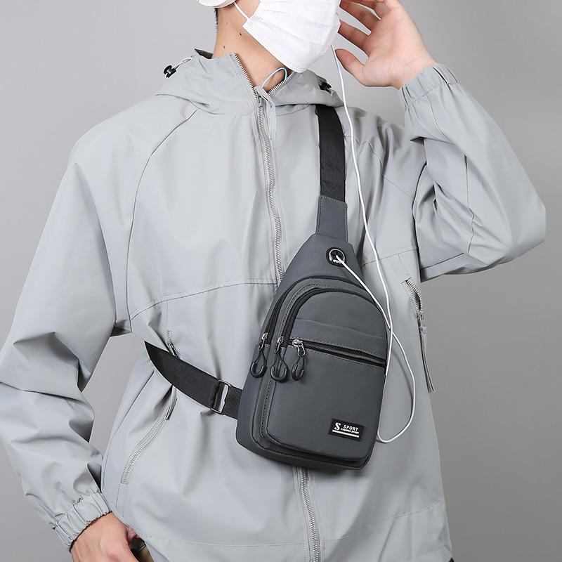 Men's Chest Bag Fashion One Shoulder Crossbody Bag Large Capacity Outdoor Sports Cell Phone Bag