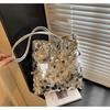Silber-Weißes Leopardenmuster Canvas-Tragetasche - Sommer 2026 Große Kapazität Lässige Umhängetasche für Damen