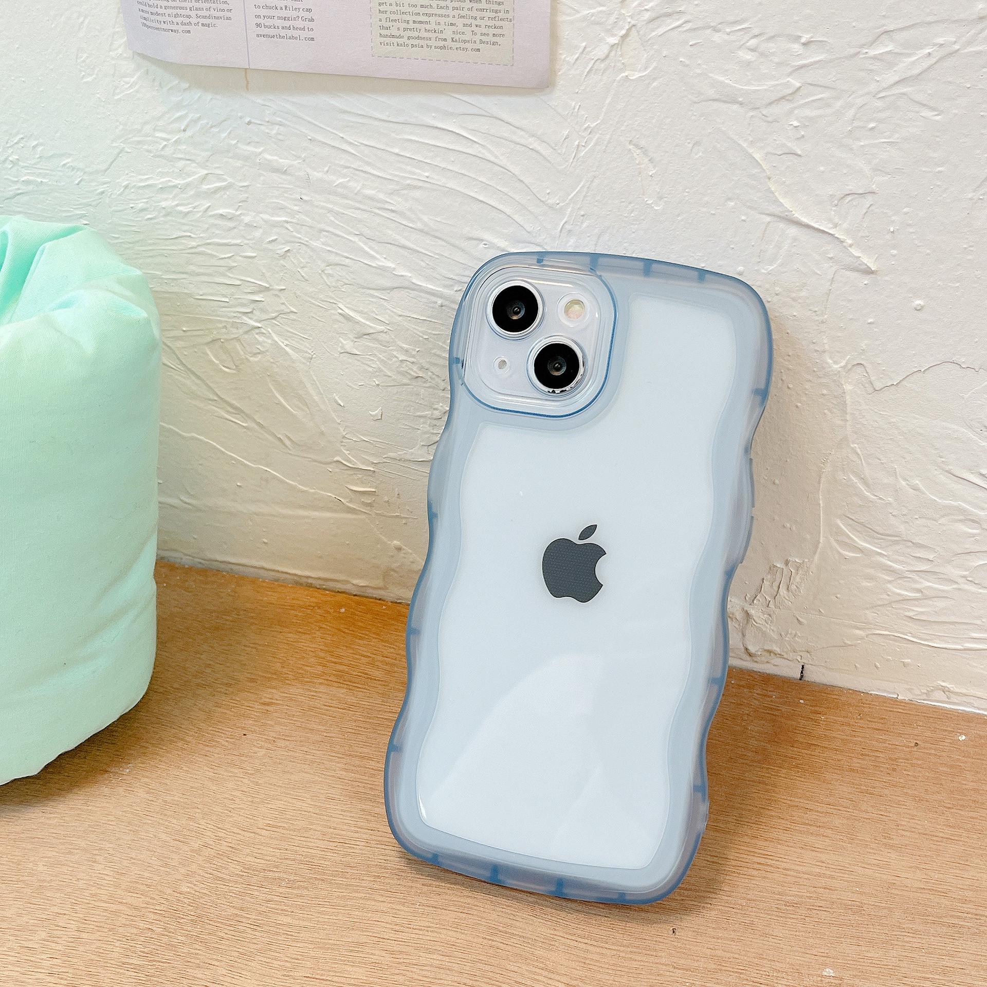 

Wavy Edge Soft Protective Case for Apple 17PRO/16PROMAX - Translucent, Anti-Drop, Trendy Cover iPhone 17 Pro синій