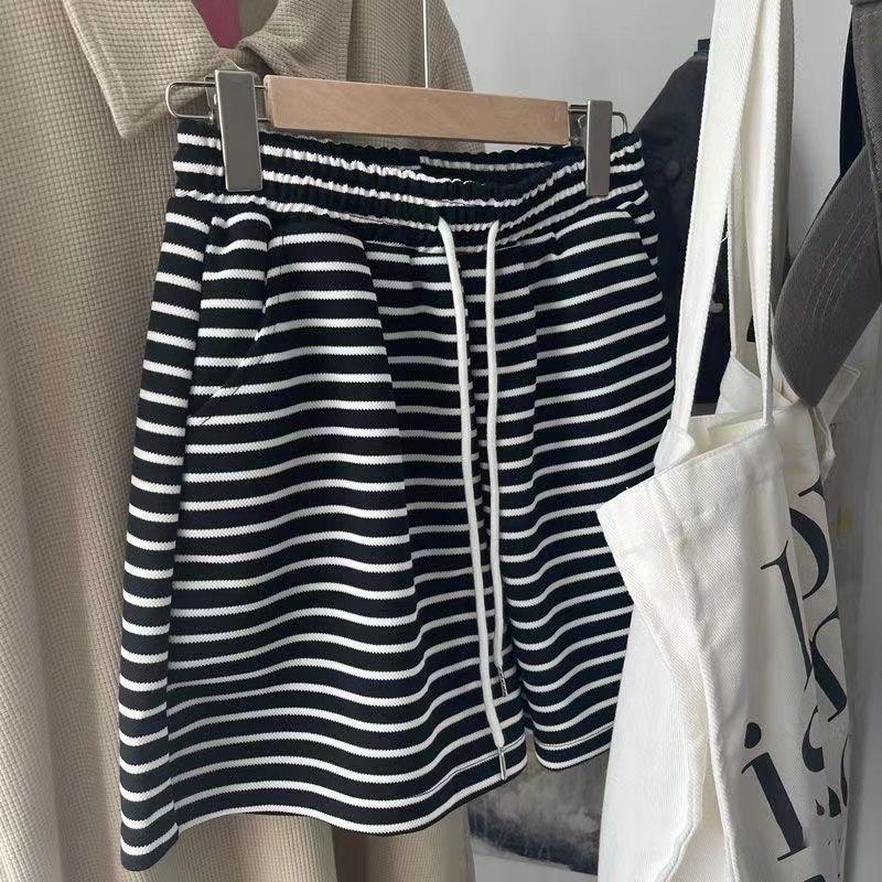 Koreanischer Stil Gestreifte Damen Sommer-Pyjamahose, Schlankmachend, Locker, Outdoor, Lässig, Vielseitig, Haus- und Laufshorts