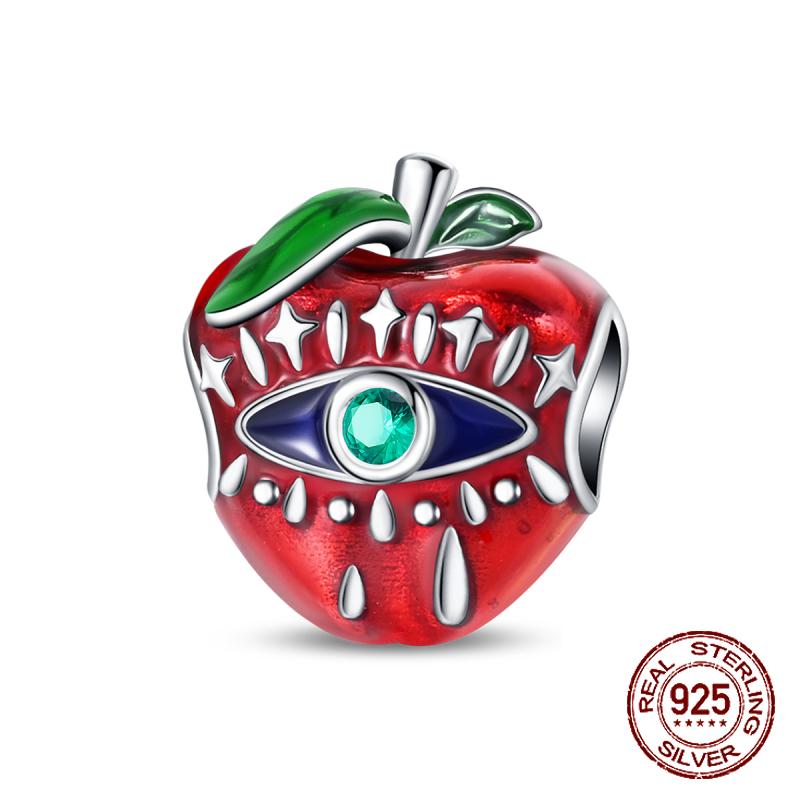 Red Color Series Charms Beads Copper Blood Heart Love Car Strawberry Fruit Dangle Fit Original Bangle Bracelet Diy Jewelry