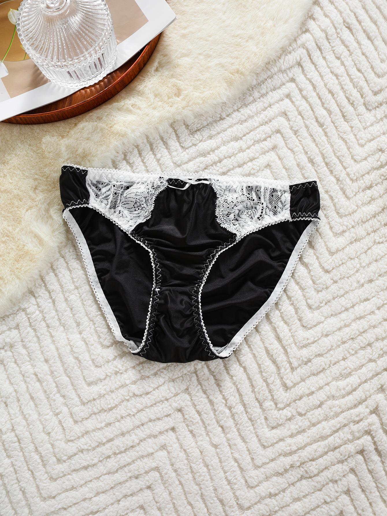 

Удобные французские трусики из клеенки с эластичной кружевной отделкой - трусы-треугольники со средней посадкой для зрелых женщин, Pure Desire 406 Large