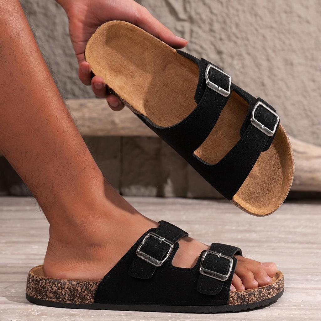 Boda Ma Ken 2025 Retro Cork Sole Suede Sandals, Double Buckle for Men & Women