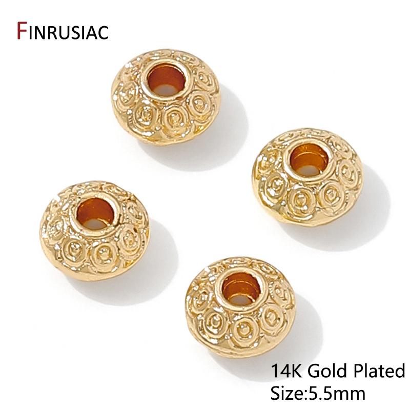 14K Gold Plated Round Spacer Beads For Jewelry Making,Brass Flat Beads Separators For DIY Bracelet Necklace Making Accessories