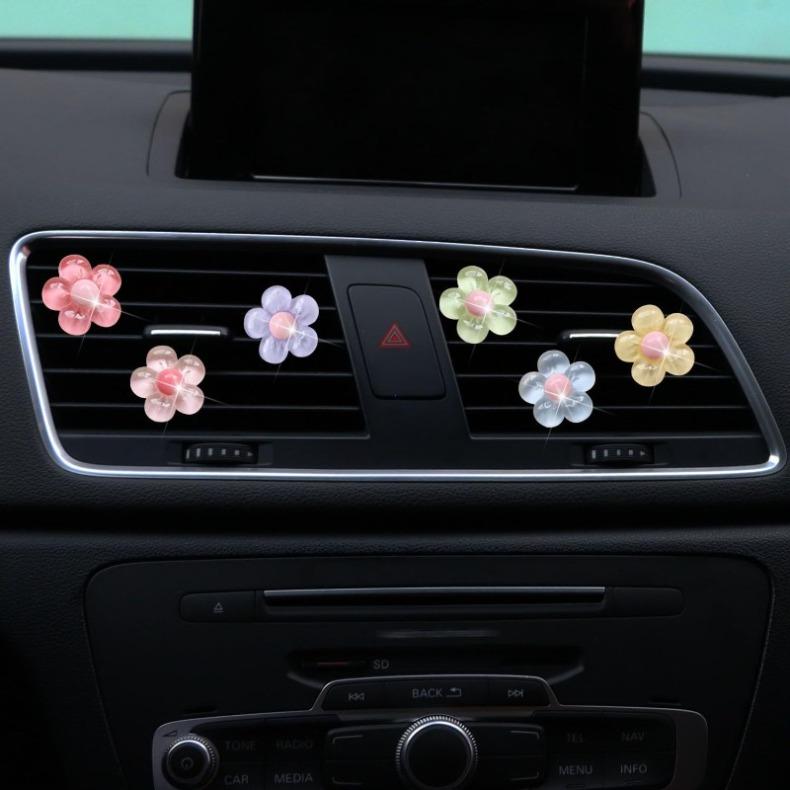 6Pcs Cute Flower Aromatherapy Car Air Outlet Decoration Perfume Clip Air Freshener Colorful Flora Decor Auto Accessories Air Fresheners 2