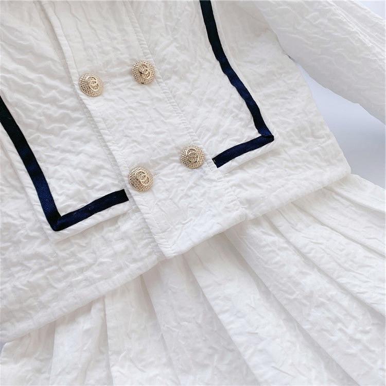 Children's 2024 Autumn Korean Fashion Academy Short Skirt Two-Piece Set