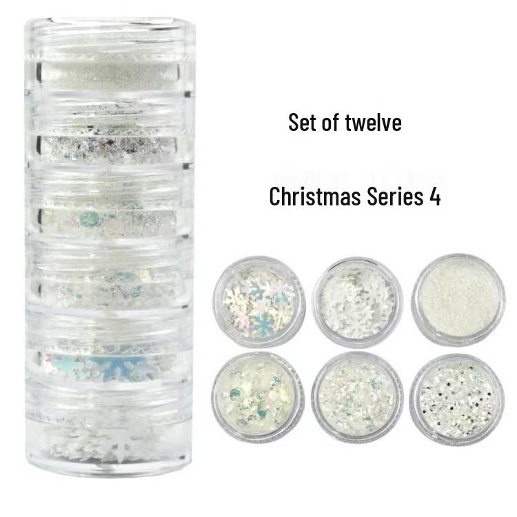 6dílná podzimní a zimní sada třpytivého nail artu s javorovými listy