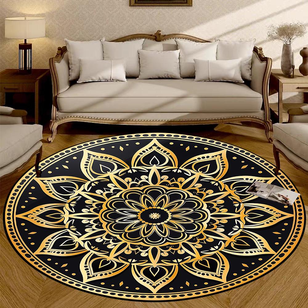 Bohemia Style Round Living Room Carpet Non-slip Bedroom Decoration Washable Rugs Office Chair Mat Bedroom Bedside Soft Carpets