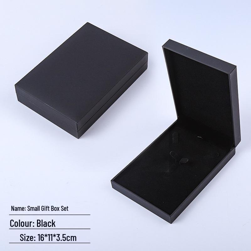 Black Right Angle Flip-top Jewelry Gift Box - Ring & Earring Packaging with Logo Printing