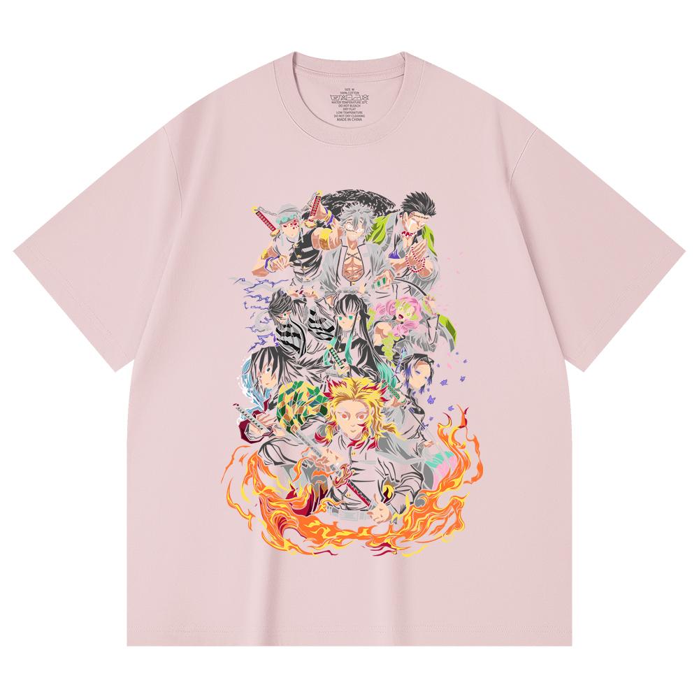 230 Gsm 100% Cotton Demon Slayer V61 Hashiras Print Unisex Heavy Cotton T Shirt
