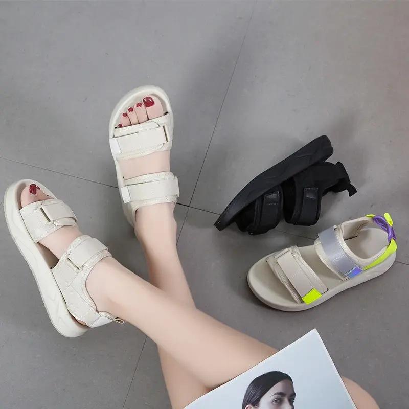 Sports sandals women's ins tide 2025 summer new versatile Velcro flat bottom lightweight casual beach shoes women