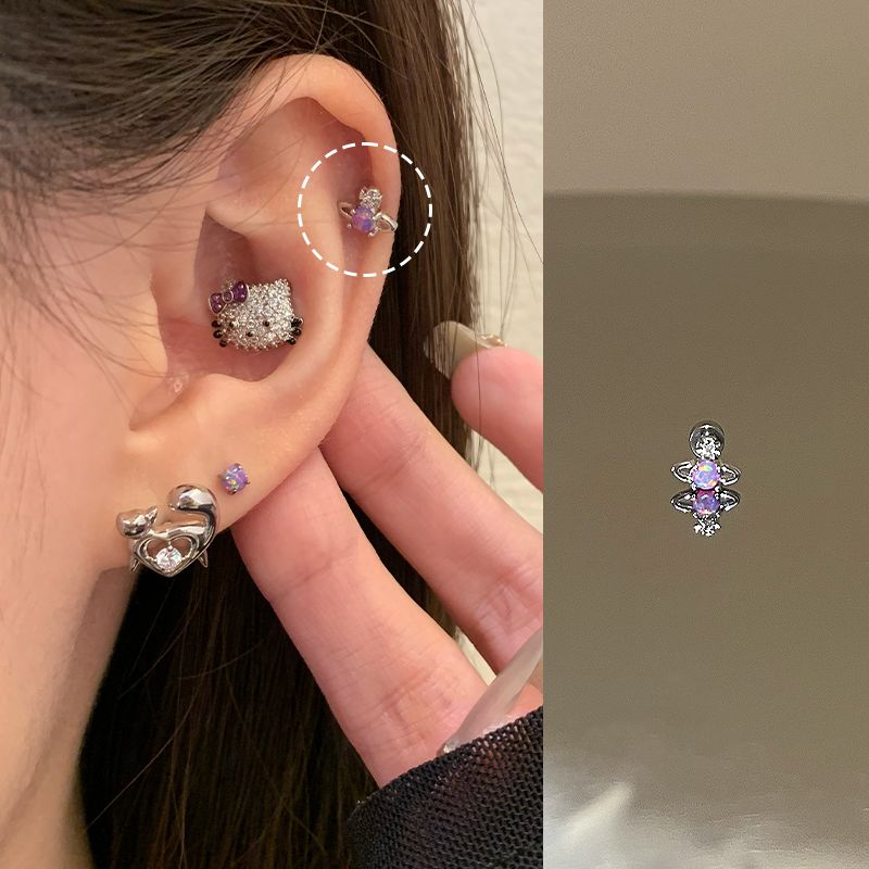 

Магазин Ringring Медицинская титановая сталь Серьга-пусет для кости уха Фиолетовые китайские серьги-пусеты Маленькие серьги из титанового сплава Серьга-пирсинг для кости уха Dream purple Saturn 1 only