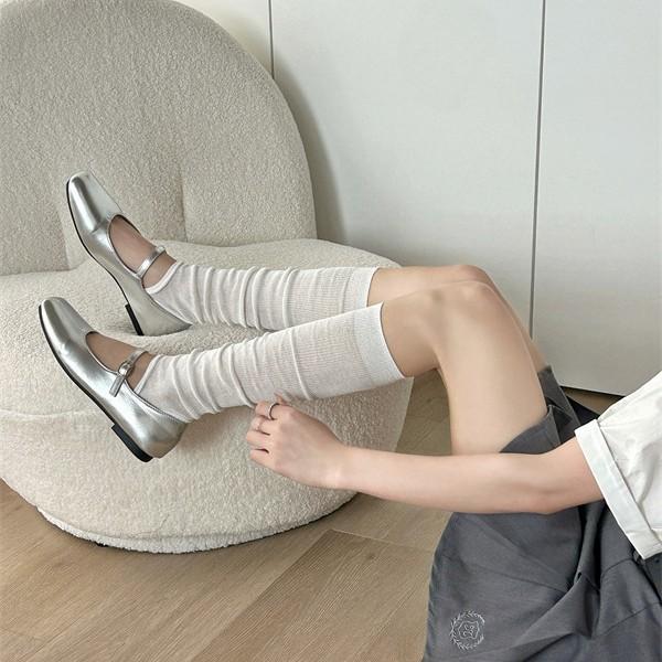 Ballet Style Foot Sock Covers, Summer Thin Calf Socks, Solid Color, Slimming Beautiful Leg Stockings, Double Needle Stacked Socks