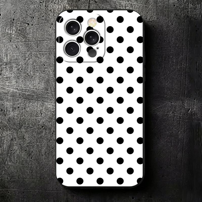 Polka Dots Art Fashion Desgin Soft Phone Case for iPhone 16 16E 17 Air 15 Pro Max 14 Plus 13 Mini 11 12 7 Black Cover Back Shell