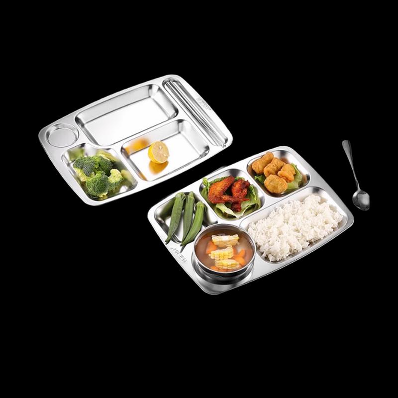 NHZHIW 304 Stainless Steel 5-Compartment Lunch Tray Set