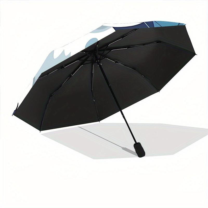 1pc Kitten Flowers Automatic Umbrella - Auto Open/Close Folding Umbrella with Reinforced 8-Rib Frame, 096