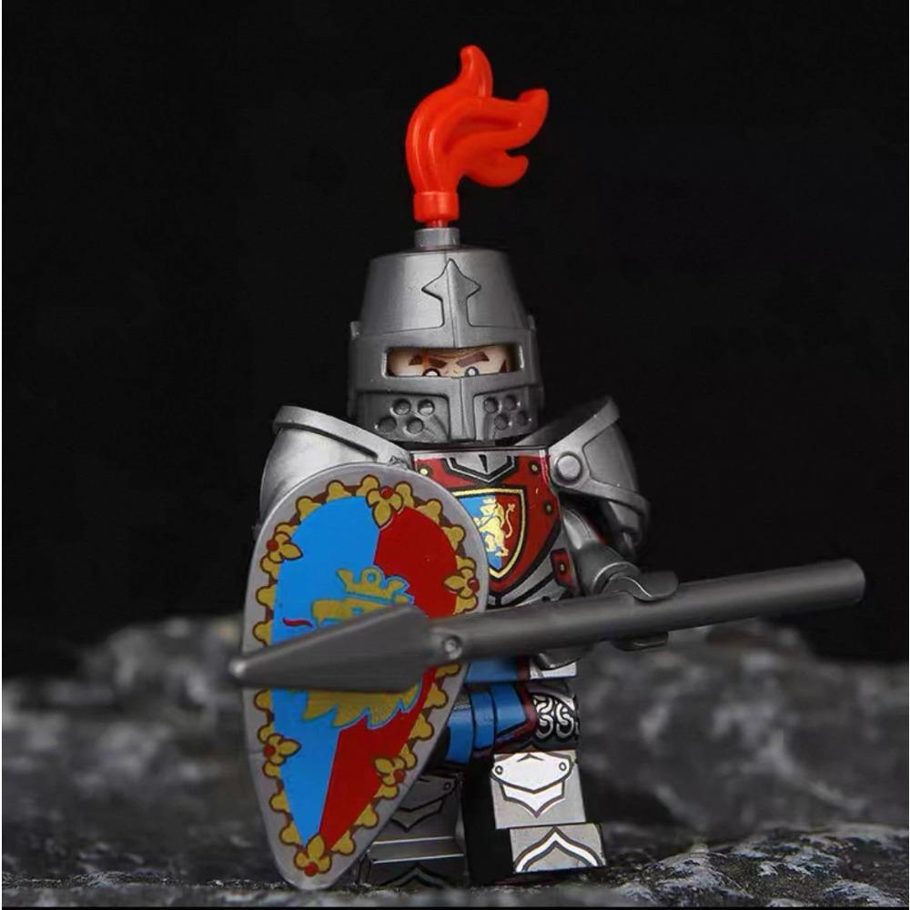 [IN STOCK] FIGVERSE Medieval Green Dragon Knight Castle Wolf Warrior Third Party Puzzle Building Block Figures Toys DIY
