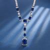 Jewelry Copper Plated Real Gold Simulation Red Corundum Blue Spinel Versatile Chain Premium Banquet Necklace Women'S 8 * 10