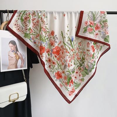 Quadratischer Schal im koreanischen Stil mit frischem Blumendruck, japanischer und koreanischer literarischer Stil, Damen-Temperament, modisch, Reisefoto, Außen-Schal