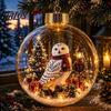 LED Christmas Baubles Glowing Scene Ornament Ball with Light for Tree Hanging And Tabletop Festive Lamps Decor, Transparent Acrylic Holiday