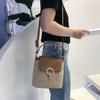 Small Straw Bucket Bags for Women Summer Crossbody Bags Lady Travel Purses and Handbags Female Shoul