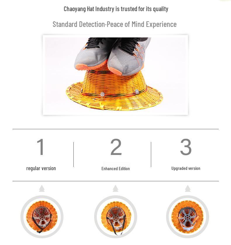 Bamboo Weaving Safety Helmet - Sunshade, Breathable, Anti-Smash, Industrial Protection