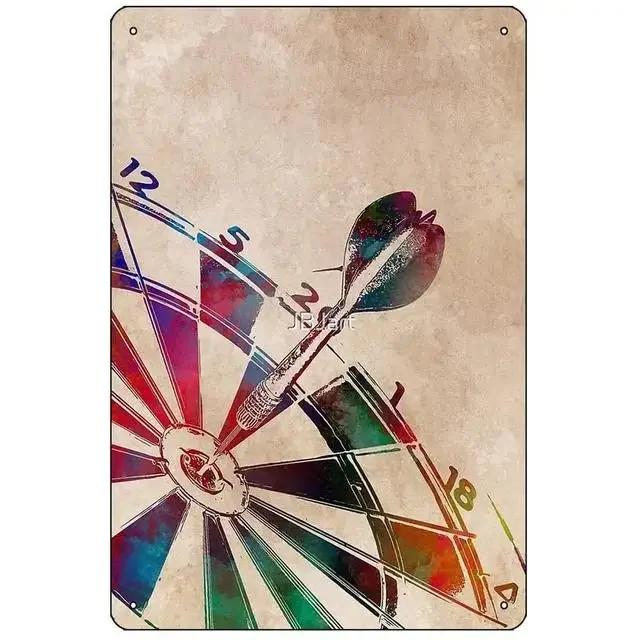 Vintage Rzutki Piwo Metalowy Znak Blaszany Retro Sztuka Ścienna do Baru Sportowego Man Cave Pokoju Gier Dekoracja Klubu Kawiarni Żelazny Plakat Tabliczka