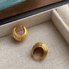 Minimalist Light Luxury Round Earrings Retro Metal Brushed Individual Fashion High Sense Commuter Versatile Earrings