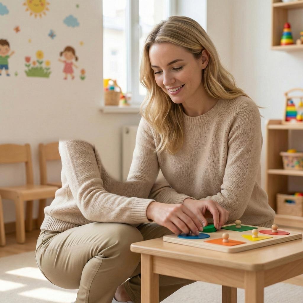 Wooden Geometric Shape Puzzle Board Montessori Educational Toy with Circle Square Rectangle Triangle Oval Pieces for Early Learning