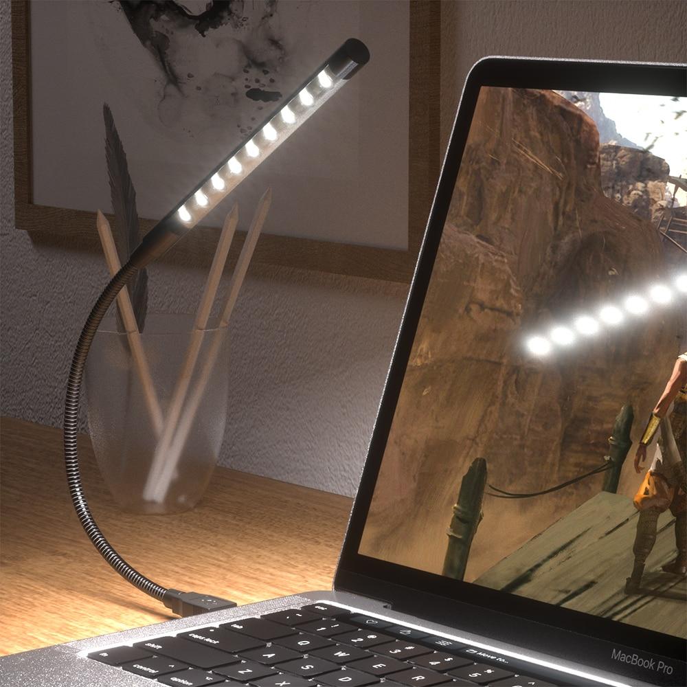 Xiaomi USB LED Book Light USB Powered Metal Material 10 LED Flexible Night Lamp For Laptop PC Computer Notebook Book Reading Lights