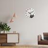 Personalized Cute Black Cat Paw Print Heart Pattern Wooden Wall Clock Silent Quartz Clock      (No Battery)