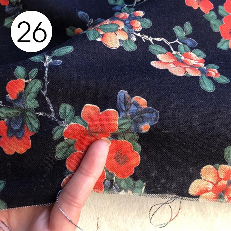 100x145cm Pastoral Style Small Floral Printed Fabric Retro Cotton Linen Fabric For Sewing Clothes Tablecloth DIY Patchwork