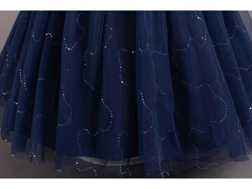 Girls' Sequin Sleeveless Flower Girl Princess Ball Gown Wedding Dress