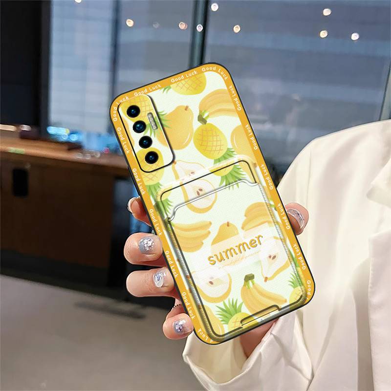 TPU Dirt-resistant Phone Case For Tecno Camon17P Card Slot Soft Case Cover Cute Card Bag Durable Fashion Design Silicone