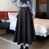 White High Waist Woolen A-line Pleated Skirt for Women - Long, Thickened, and Perfect for Autumn/Winter