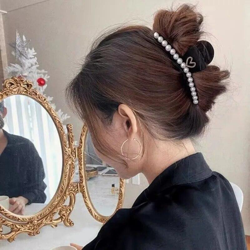 Retro Flocking Star Hair Claw Clip Female Vintage Large Plate Hairpins Barrettes Shark Clip Headdress For Women Hair Accessories