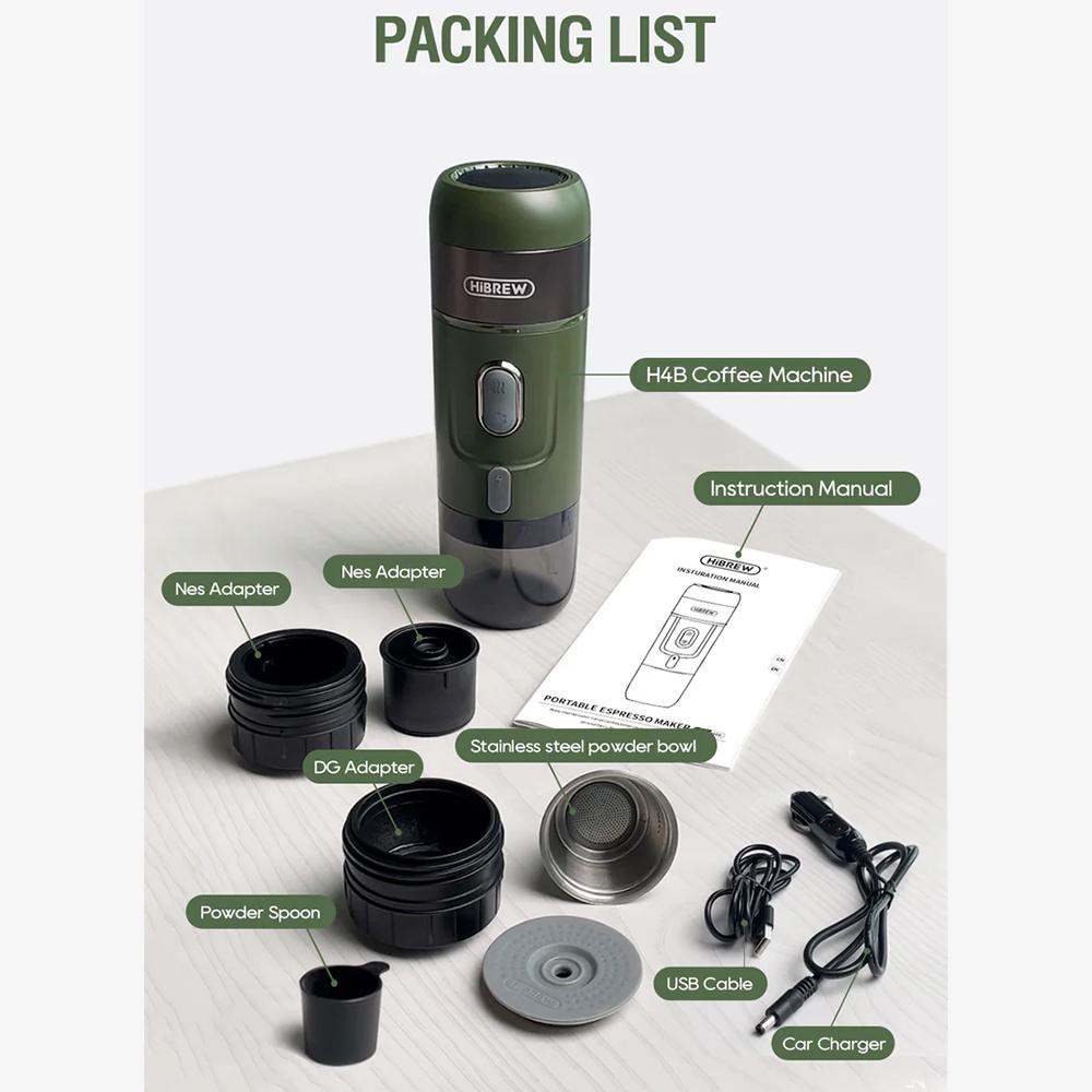Wireless Electric Portable Coffee Machine HiBREW 15Bar Hot And Cold Brew Coffee Machines Green H4B