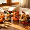 Indoor Autumn Room Decorations 3PCS Rustic Harvest Wooden Ornaments, Animal Designs Retro Farmhouse Fall Home Accents Distressed Crafts, Decorative