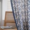 Yimanqiyun Blue Plum Blossom Print Semi-Blackout Kitchen Curtain